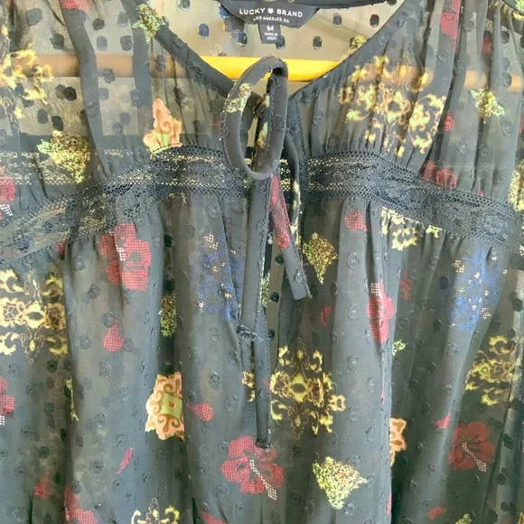 Lucky Brand Sheer Top With Tie Front - Picture 7 of 9